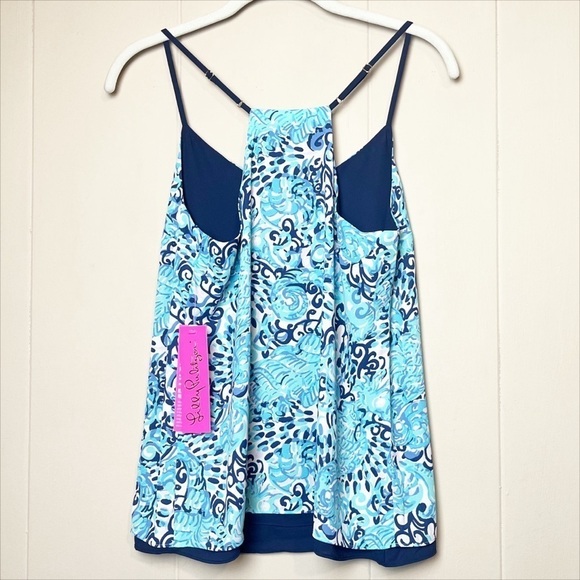 Lilly Pulitzer NWT Dusk Top XS Light Aqua Spritz reversible sleeveless blouse - Picture 6 of 13